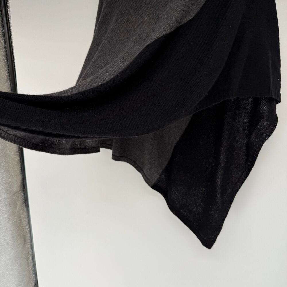 Celeste Wool Cashmere Poncho Sweater Wrap Womens OS Gray Black Colorblock Cozy - Picture 4 of 7